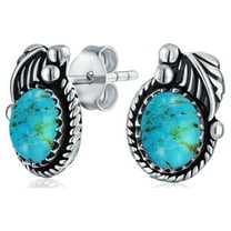 Bling Jewelry Womens  Style Gemstone Bezel Leaf Rope Stud Earrings in Sterling Silver
