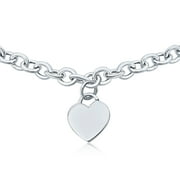 BLING JEWELRY Womens Substantial Heart Tag Pendant Necklace Sterling Silver 16" for Teens Made Italy