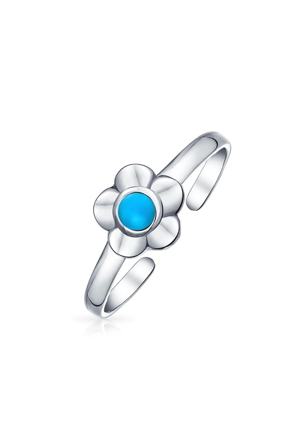 Womens Sun Flower Blue Turquoise Midi Toe Ring Silver Sterling Western Jewelry