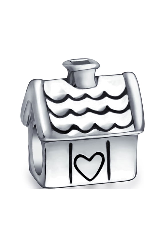 Womens New Homeowner Family House Charm Bead Sterling Silver Fits European Bracelet