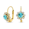 thumbnail image 1 of Bling Jewelry Womens Teal Aqua Blue White CZ Flower Gold Plated Drop Earrings, 1 of 5