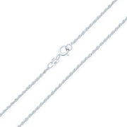 BLING JEWELRY Womens Thin 2MM Sterling Silver Rope Link Chain Necklace Nickel-Free Made in Italy