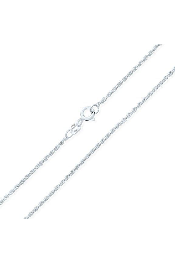 Womens Thin 2MM Sterling Silver Rope Link Chain Necklace Nickel-Free Made in Italy