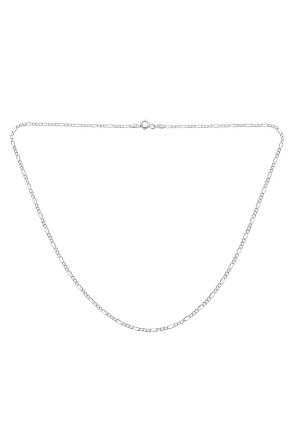 Womens Thin 50 Gauge Sterling Silver Figaro Chain Necklace Made Italy Nickle-Free