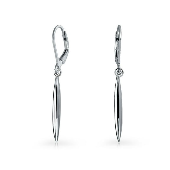 Bling Jewelry Womens Thin Minimalist Dangle Earrings Linear Bar Feather Sterling Silver