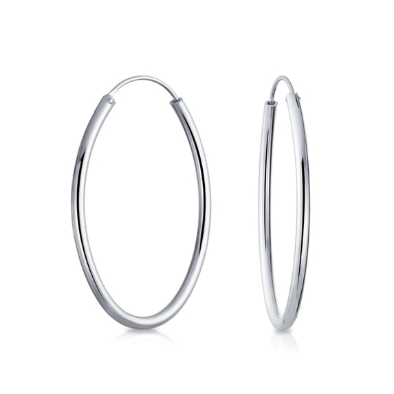 Bling Jewelry Womens Thin Minimalist Hoop Huggie Earrings Sterling Silver Various Sizes