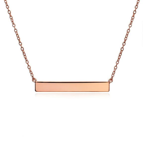Bling Jewelry Womens Thin Name Plated Bar Pendant Necklace 14K Rose Gold Sterling Silver
