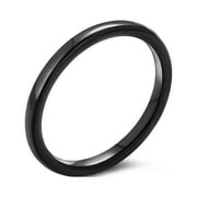 Bling Jewelry Womens Thin 2MM Dome Wedding Band Ring Black Silver Rose Gold Titanium Comfort Fit
