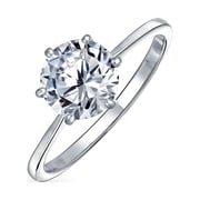 Bling Jewelry Womens 1.5CT CZ 6-Prong Solitaire Engagement Ring 1MM Band .925 Sterling Silver