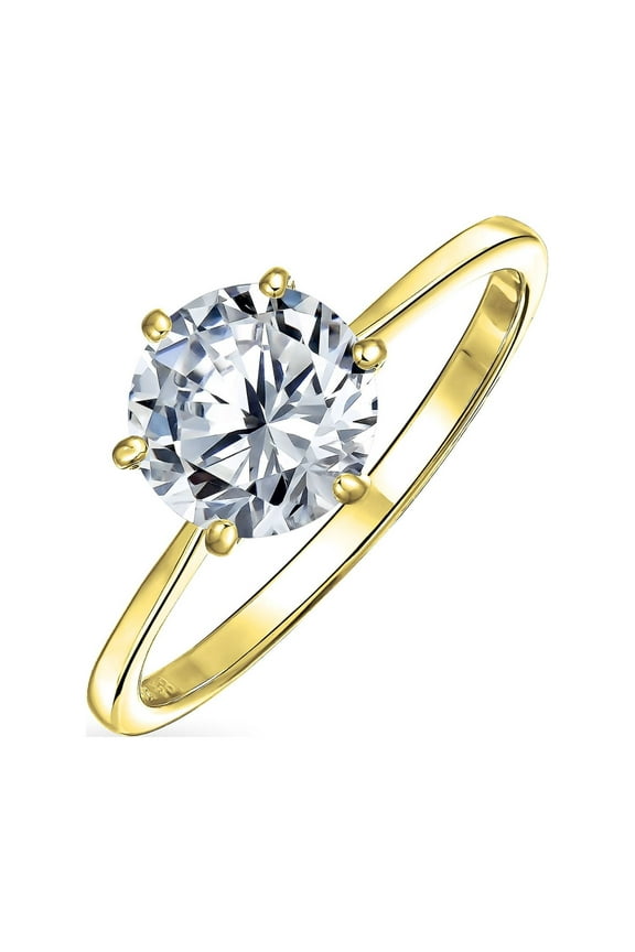 Womens Classic 1.5CT Cubic Zirconia 6 Prong CZ Solitaire Engagement Ring Sterling Silver