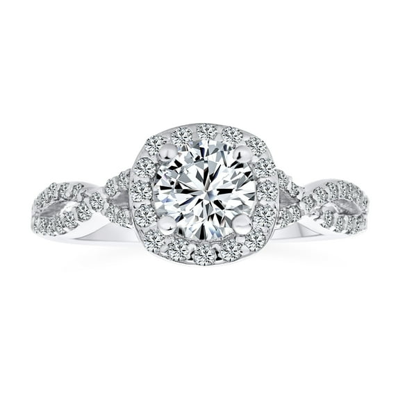 Bling Jewelry Womens Timeless 1.5CTW Halo Round Cut Solitaire CZ Infinity Engagement Ring Silver Band