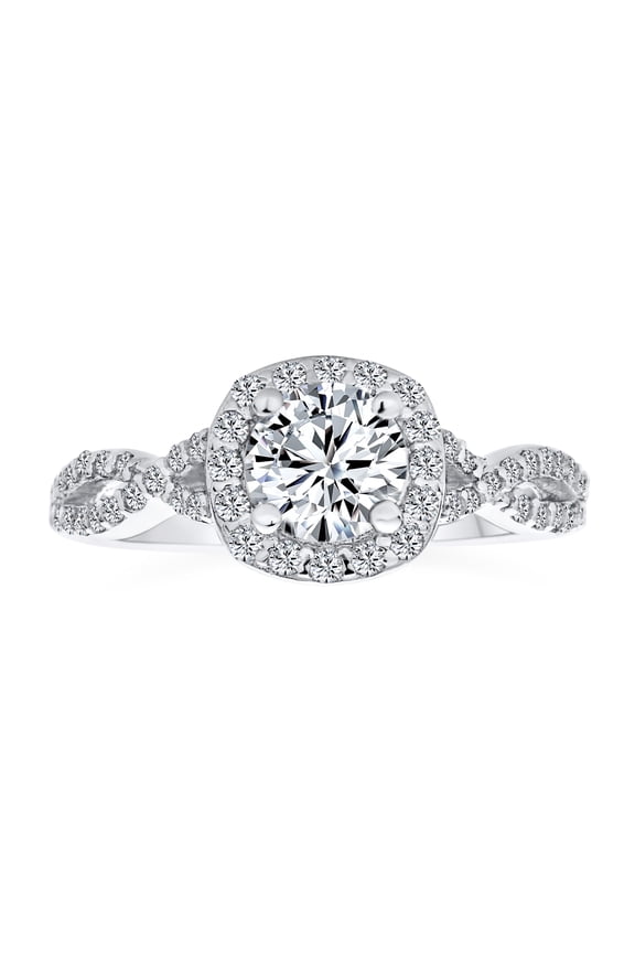 Womens Timeless 1.5CTW Halo Round Cut Solitaire CZ Infinity Engagement Ring Silver Band