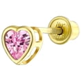 thumbnail image 1 of Bling Jewelry Womens Tiny Cubic Zirconia Heart Cartilage Ear Stud 14K Gold Simulated Birthstone 4MM, 1 of 6