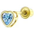 thumbnail image 1 of Bling Jewelry Womens Tiny Cubic Zirconia Heart Cartilage Ear Stud 14K Gold Simulated Birthstone 4MM, 1 of 5