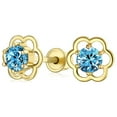 thumbnail image 1 of Bling Jewelry Womens Tiny Gemstone CZ Stud Earrings Birthstone Colors Flower 14K Gold Screw Back, 1 of 6