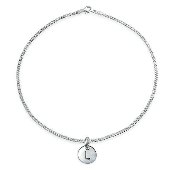 Bling Jewelry Womens Tiny Minimalist ABC Block Letter Anklet Ankle Bracelet Sterling Silver