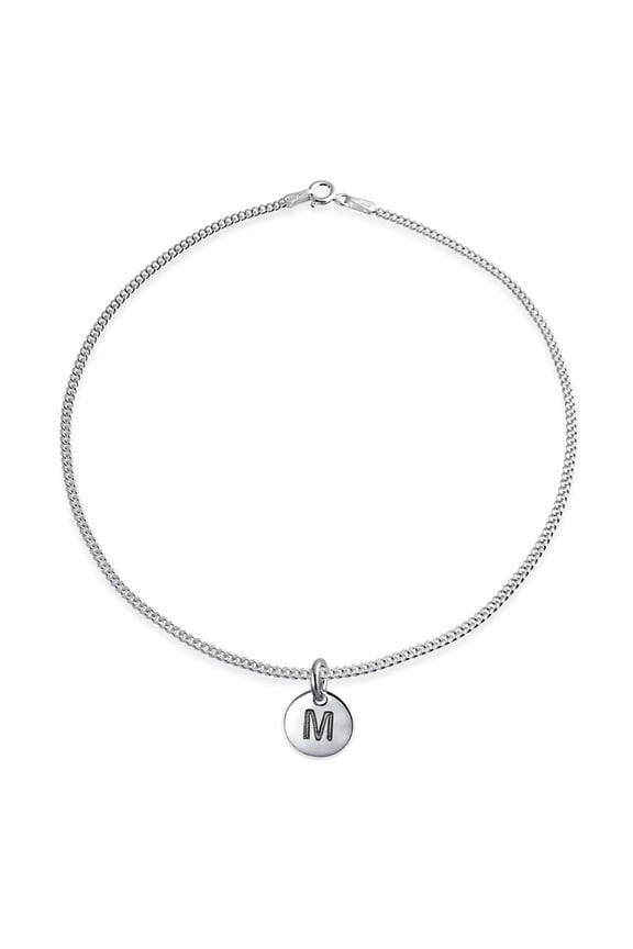 Womens Tiny Minimalist ABC Block Letter Anklet Ankle Bracelet Sterling Silver