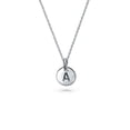 thumbnail image 1 of Bling Jewelry Womens Tiny Minimalist Initial Pendant Necklace Sterling Silver A-Z Alphabet Disc, 1 of 6