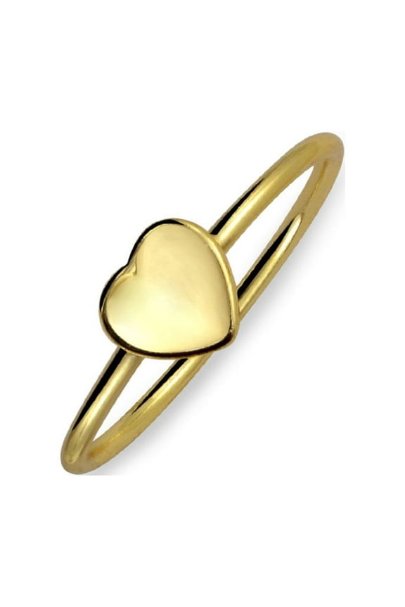 Womens Personalized Tiny Silver Ring with Heart Shape Blank for Initial Monogram Gold Plated Sterling Silver