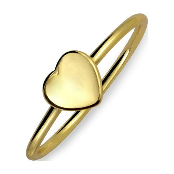 Bling Jewelry Womens Personalized Tiny Silver Ring with Heart Shape Blank for Initial Monogram Gold Plated Sterling Silver