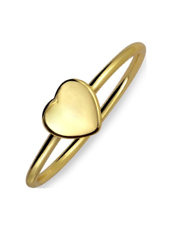 Womens Tiny Blank Heart Shape Initial Monogram Signet Ring Gold Sterling Silver