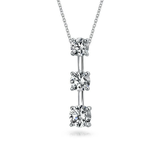 Bling Jewelry Womens Traditional 2.5CT Solitaire CZ Pendant Necklace in Sterling Silver for Wife