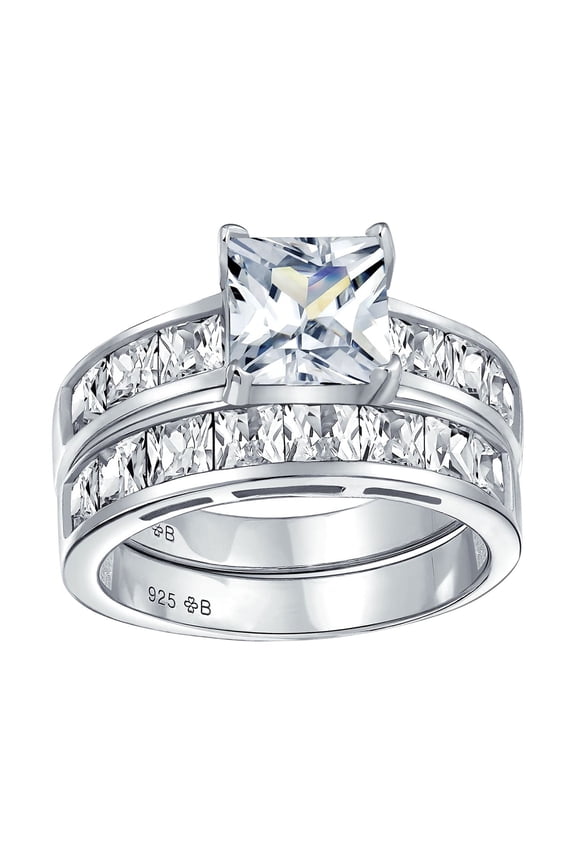 Womens Traditional 2CT Princess Cut Cocktail Statement Ring in Sterling Silver