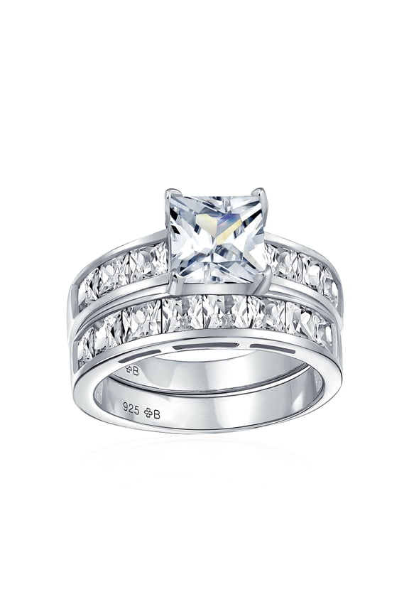 Womens Traditional 2CT Princess Cut Cocktail Statement Ring in Sterling Silver