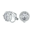 thumbnail image 1 of Bling Jewelry Womens Traditional 2CT Round Clear CZ Halo Clip-On Earrings Silver Plated 7MM, 1 of 4