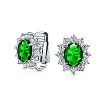 Bling Jewelry Womens Traditional Bridal CZ Halo Oval Stud Clip-On Earrings for Non-Pierced Ears