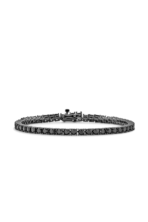 Womens Bridal 10 CT CZ Round Solitaire Tennis Bracelet Black Silver