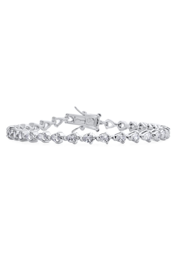 Womens Slender 15CT AAA CZ Pear Shape Tennis Bracelet Teardrop Silver Plated 7.5 Inch