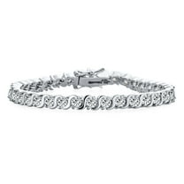 Bling Jewelry Womens Bridal 20CTW CZ Round Solitaire Swirl S Wave Link Tennis Bracelet 7 Inch