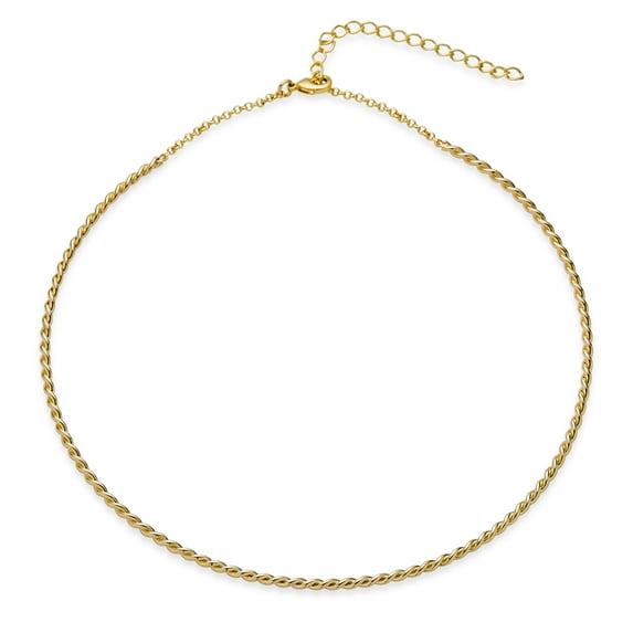 Bling Jewelry Womens Cable Twist Choker Necklace 14K Yellow Gold Plated
