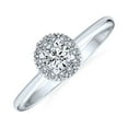 thumbnail image 1 of Bling Jewelry Womens Classic Cubic Zirconia CZ Halo Round Solitaire Promise Ring Sterling Silver, 1 of 5