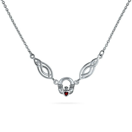Bling Jewelry Womens Traditional Irish Collar Necklace with Green Emerald and Red Garnet Zirconia