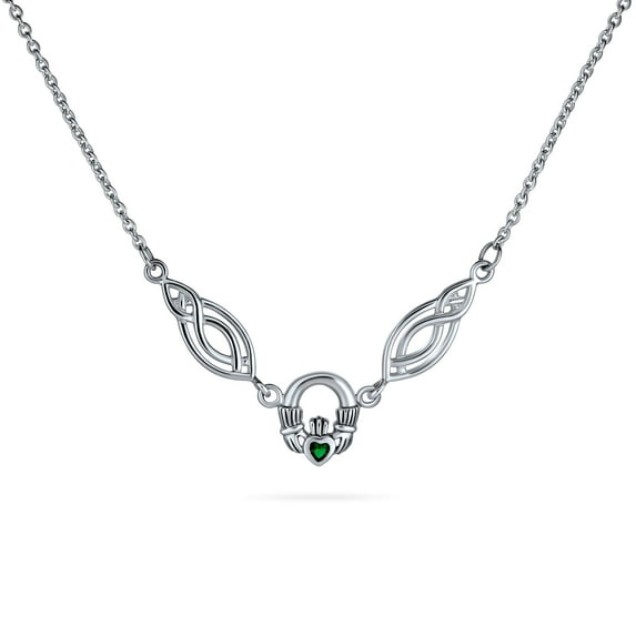 Bling Jewelry Womens Traditional Irish Collar Necklace with Green Emerald and Red Garnet Zirconia