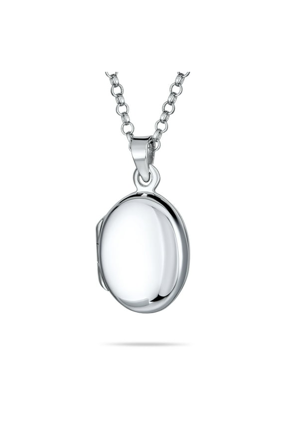 Womens Traditional Keepsake Photo Locket Necklace - Holds Pictures Silver Pendant