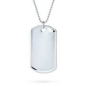 Bling Jewelry Womens X-Large Military Dog Tag Pendant Necklace Sterling Silver 24 Inch Ball Chain