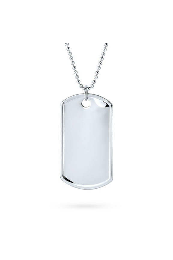 Womens Traditional Men's Army Dog Tag Pendant Necklace Sterling Silver 18-24 Inch Chain