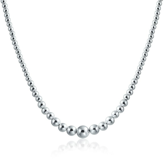 Bling Jewelry Womens Traditional Sterling Silver Bead Ball Strand Necklace 16-18 Inch Hand Strung