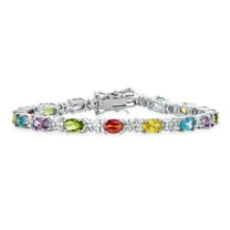 Bling Jewelry Womens Alternating Oval Shape CZ 12CT Multicolor Tennis Bracelet Teardrop 7 Inch