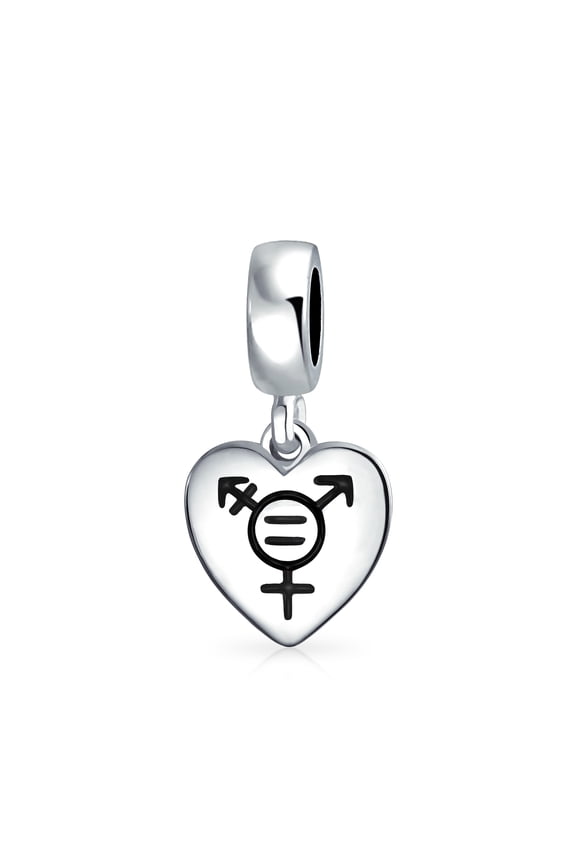 Womens Heart Pride Gay Rights Dangle Charm Bead .925 Sterling Silver Fits European Bracelet