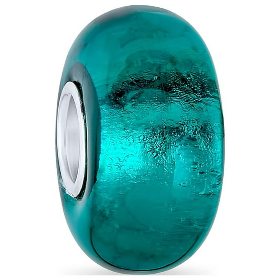 Bling Jewelry Womens Translucent Jewel Colors Glass Charm Bead Sterling Silver Core for Bracelets