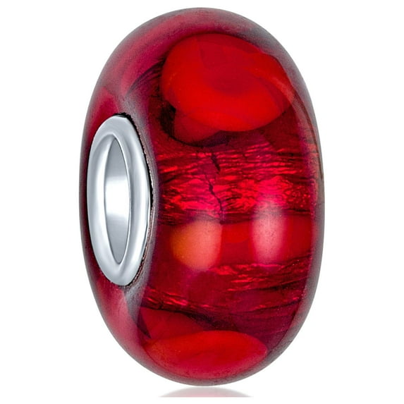 Bling Jewelry Womens Translucent Jewel Colors Glass Charm Bead with Sterling Silver Core for Bracelets