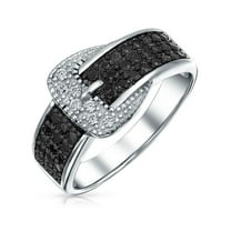 Bling Jewelry Womens Trendy Fashion Cocktail Statement Ring with Black CZ and Pave Cubic Zirconia