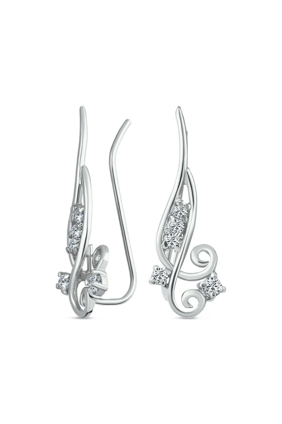 Womens Trendy Scroll Swirl Ear Cuff Cartilage Climber Earrings .925 Sterling Silver