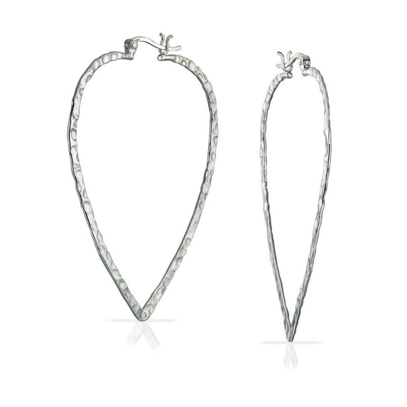 Bling Jewelry Womens Triangle Leaf Silver Hoop Huggie Earrings Western