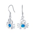 thumbnail image 1 of Bling Jewelry Womens Tropical Blue Opal Dangle Gemstone Earrings Sterling Silver Crab Design, 1 of 4