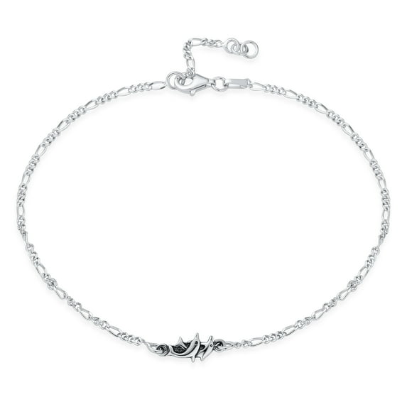 Bling Jewelry Womens Tropical Charm Dolphins Anklet Ankle Bracelet Sterling Silver 9-10 Inch